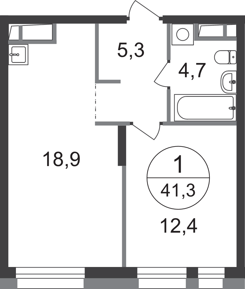 2 ккв (Евро) 41,3 м²