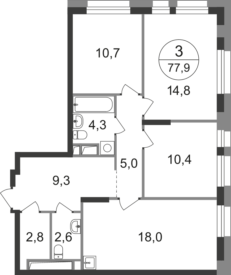 4 ккв (Евро) 77,9 м²