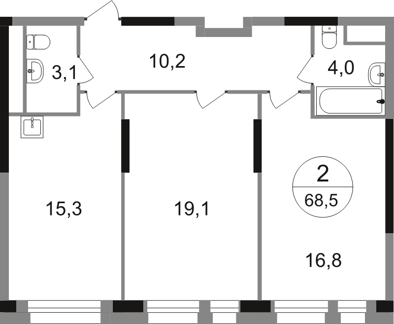 3 ккв (Евро) 68,5 м²