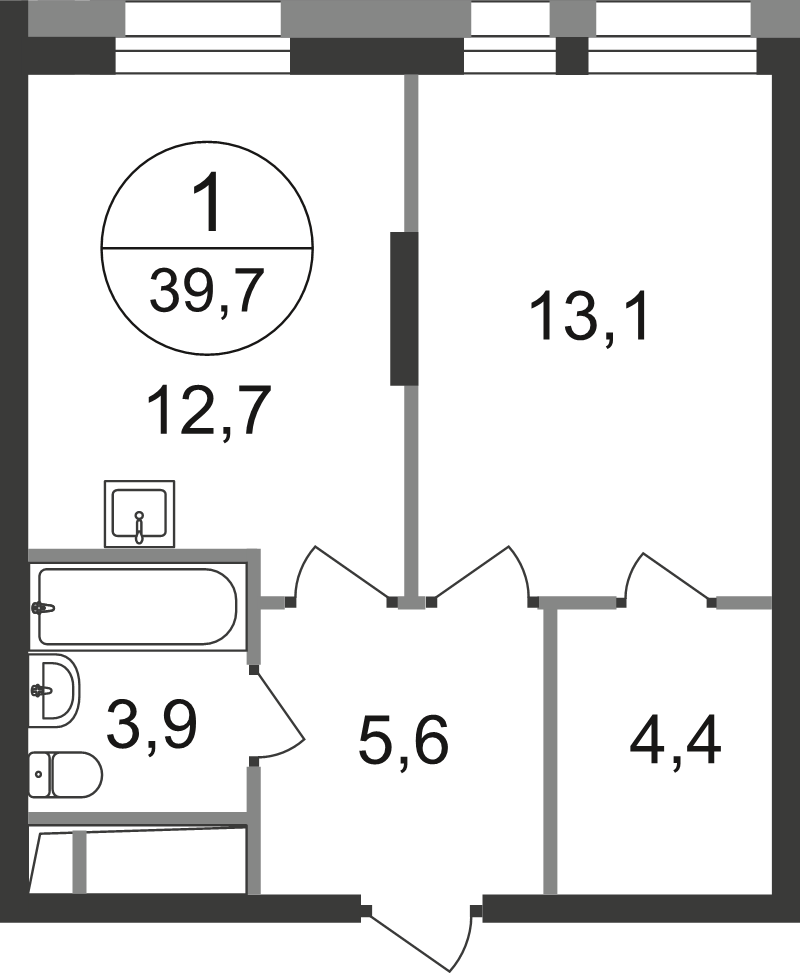 1 ккв 39,7 м²