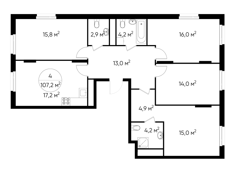 5 ккв (Евро) 107,2 м²