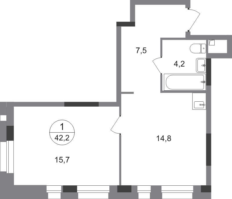 1 ккв 42,2 м²