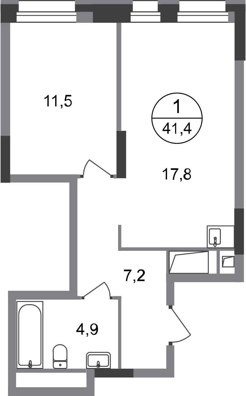 2 ккв (Евро) 41,4 м²