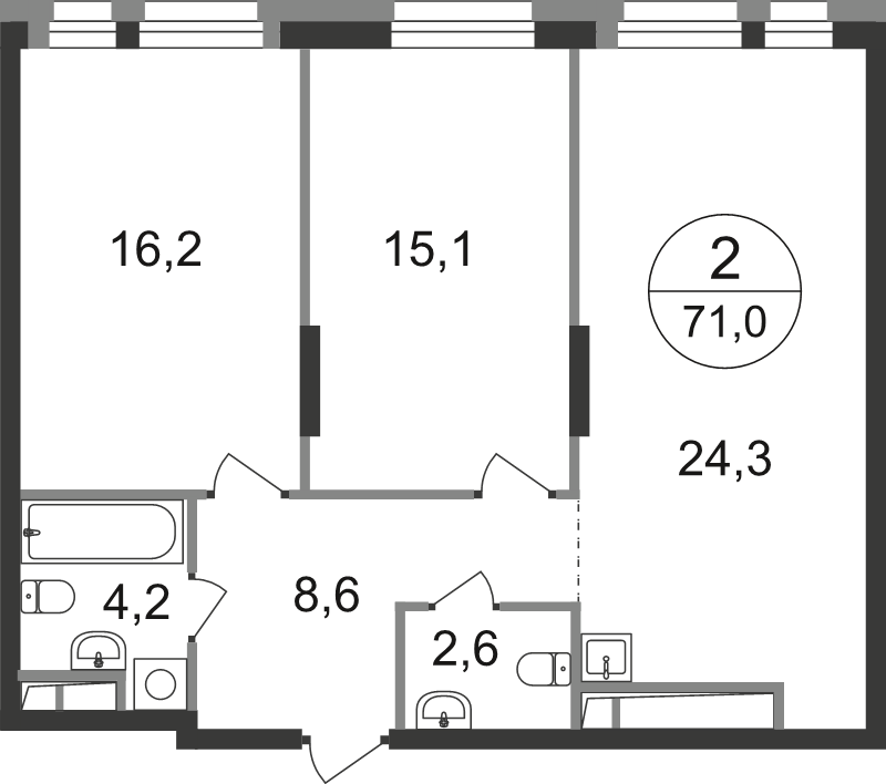 3 ккв (Евро) 71 м²