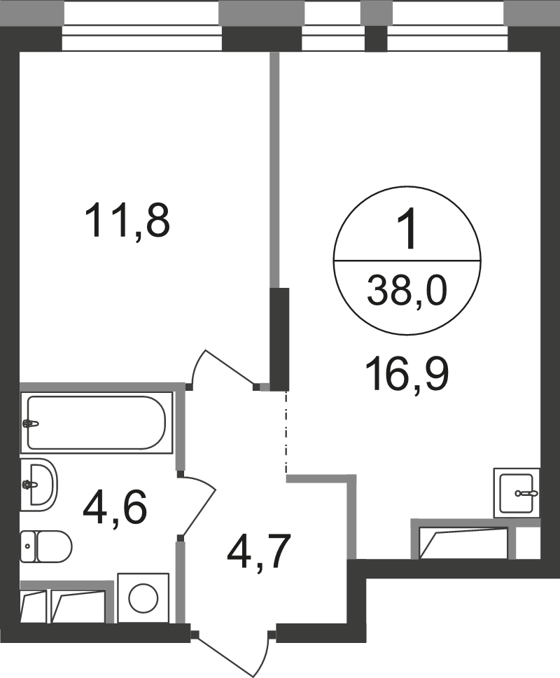 2 ккв (Евро) 38 м²