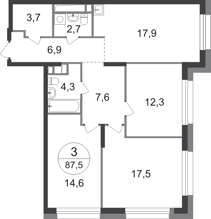 4 ккв (Евро) 87,5 м²