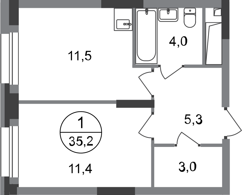 1 ккв 35,2 м²