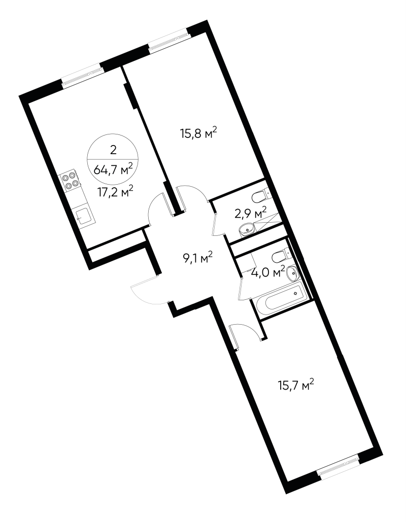 3 ккв (Евро) 64,7 м²