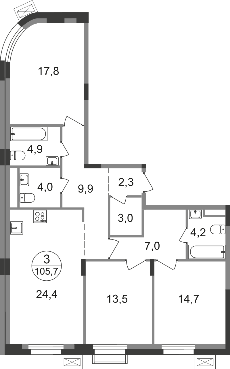 4 ккв (Евро) 105,7 м²
