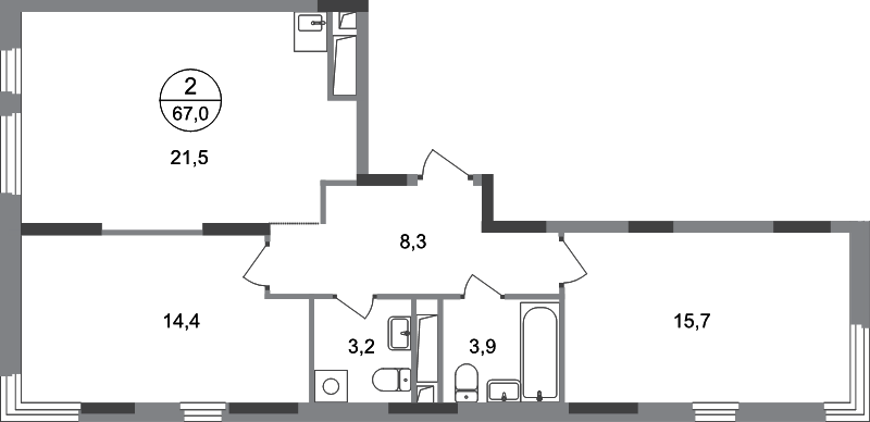 3 ккв (Евро) 67 м²