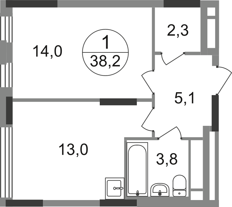 1 ккв 38,2 м²