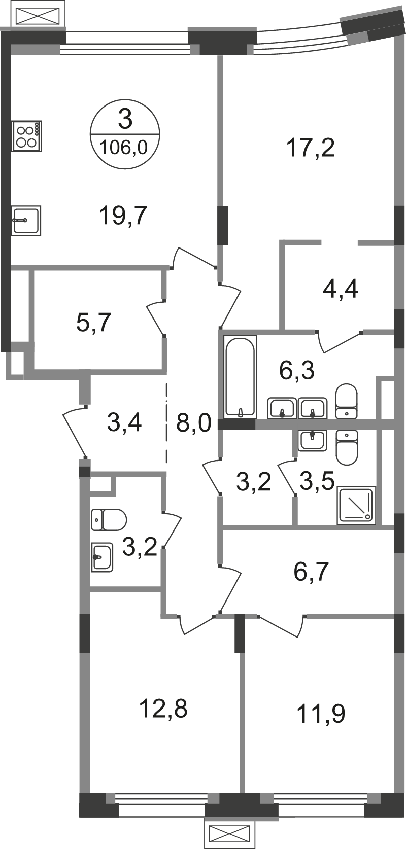 4 ккв (Евро) 106 м²