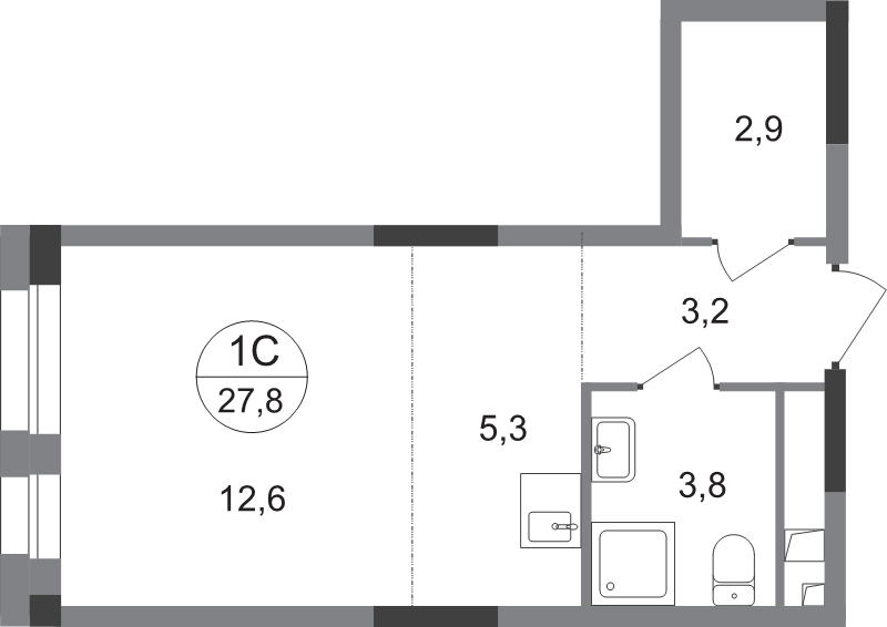 Студия 27,8 м²