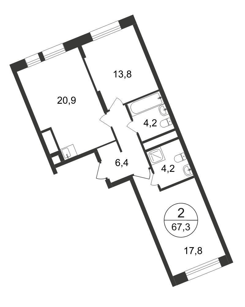 3 ккв (Евро) 67,3 м²