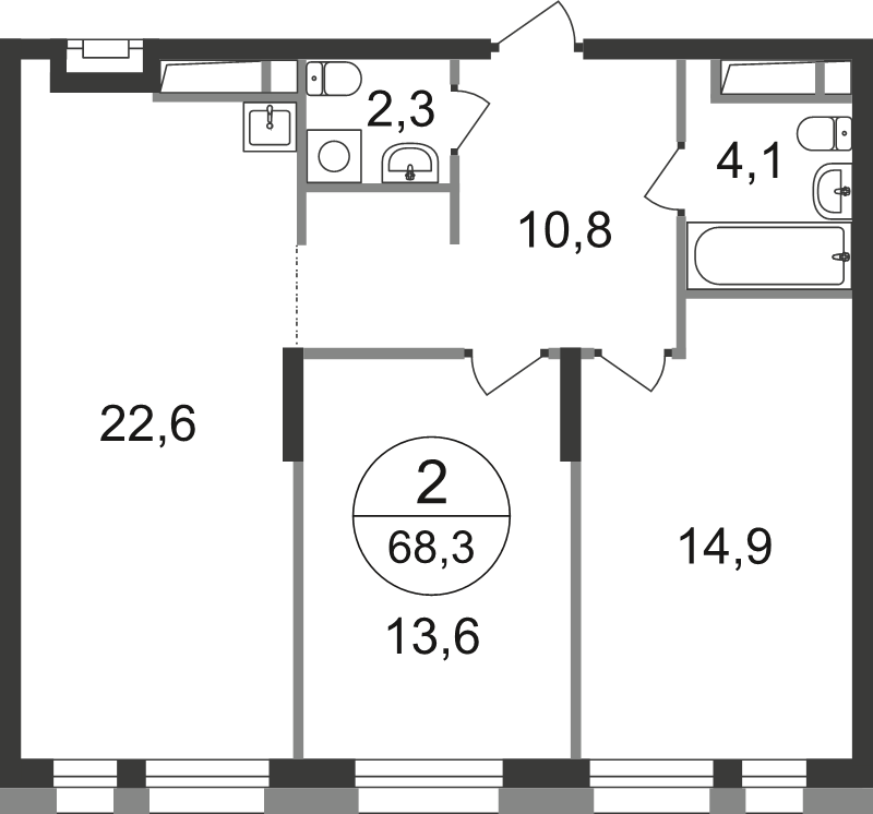 3 ккв (Евро) 68,3 м²
