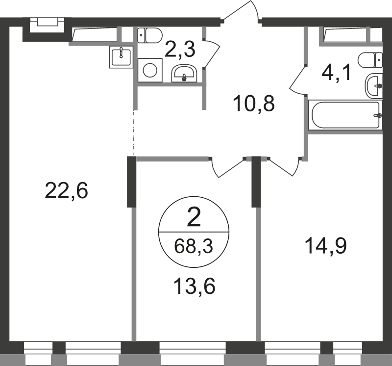 3 ккв (Евро) 68,3 м²