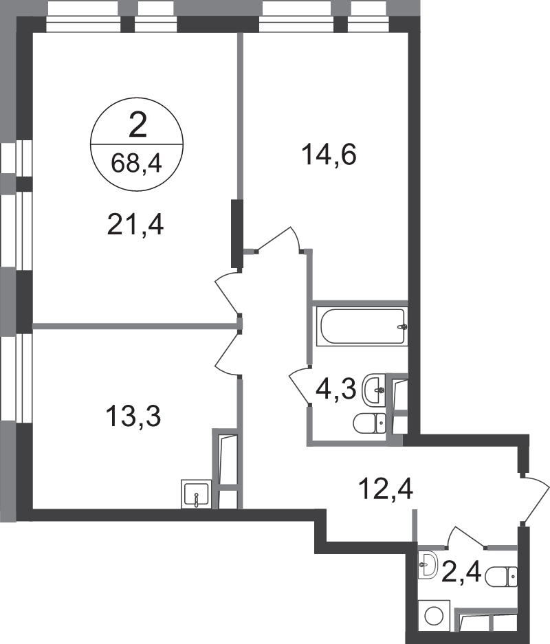 2 ккв 68,4 м²
