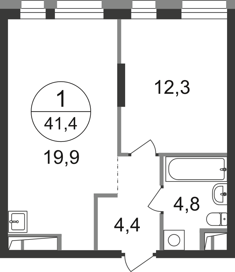2 ккв (Евро) 41,4 м²