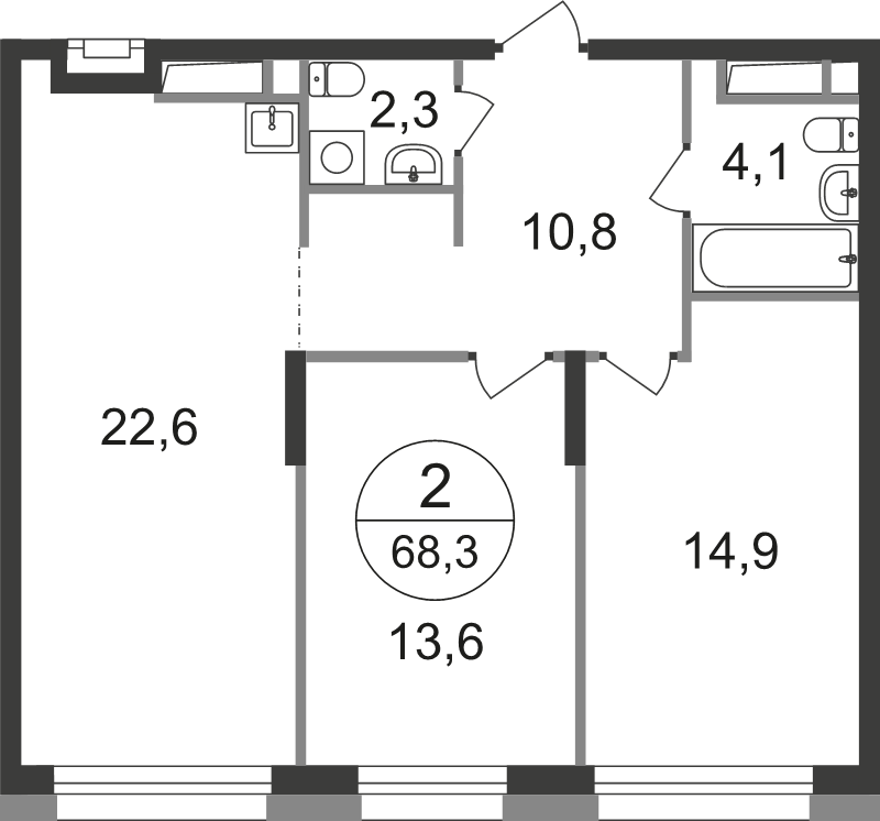 3 ккв (Евро) 68,3 м²