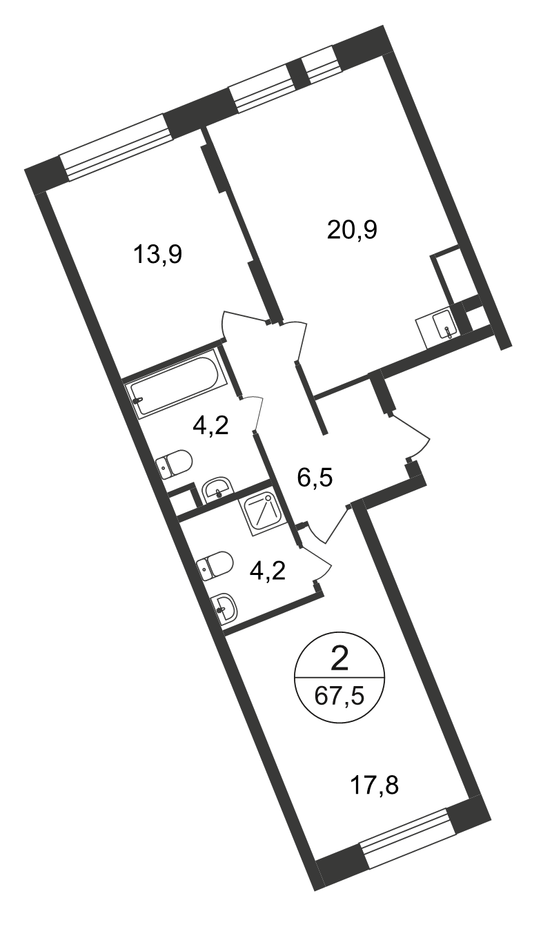 3 ккв (Евро) 67,5 м²
