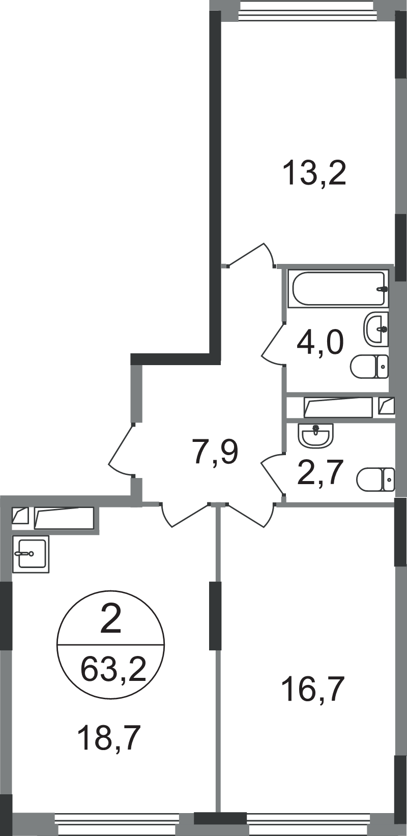 3 ккв (Евро) 63,2 м²