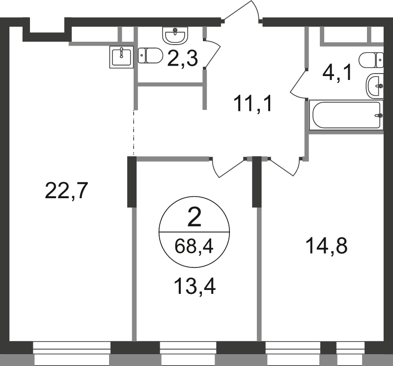 3 ккв (Евро) 68,4 м²