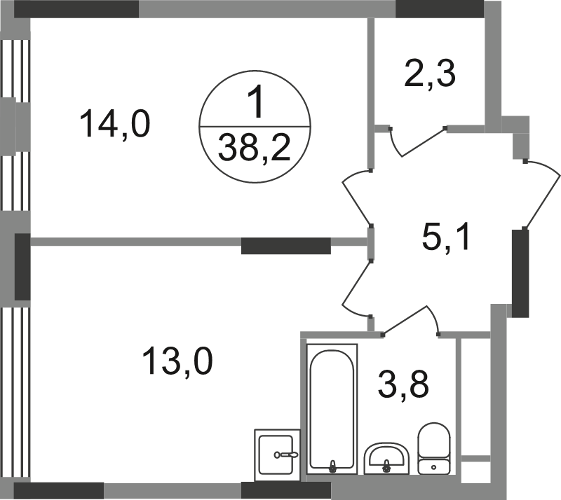 1 ккв 38,2 м²