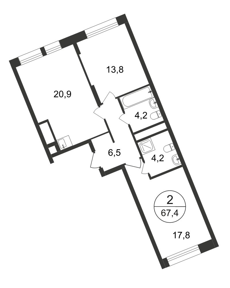 3 ккв (Евро) 67,4 м²