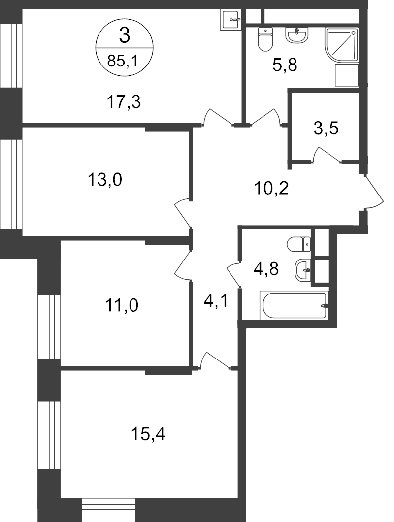 4 ккв (Евро) 81,7 м²