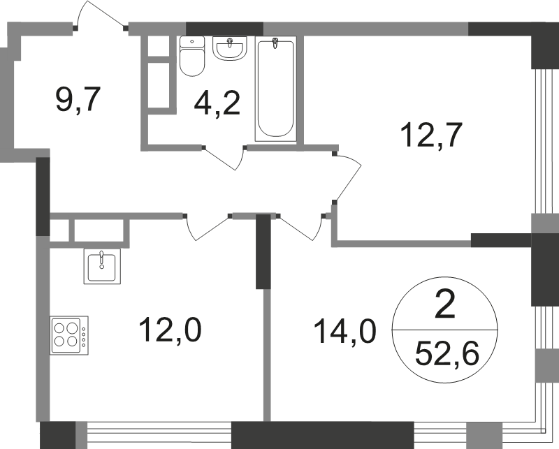 2 ккв 52,6 м²