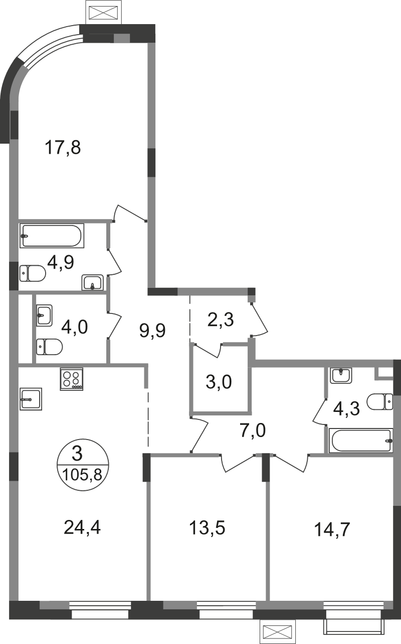 4 ккв (Евро) 105,8 м²