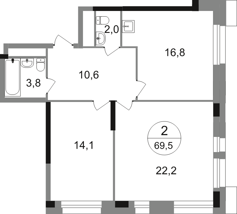 3 ккв (Евро) 69,5 м²