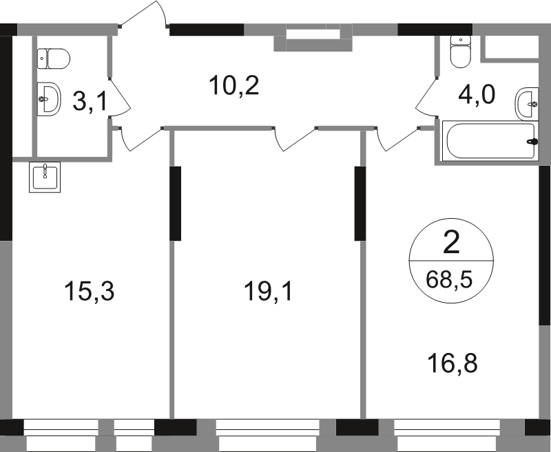 3 ккв (Евро) 68,5 м²