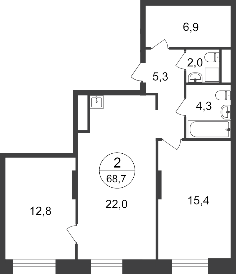 3 ккв (Евро) 66,3 м²