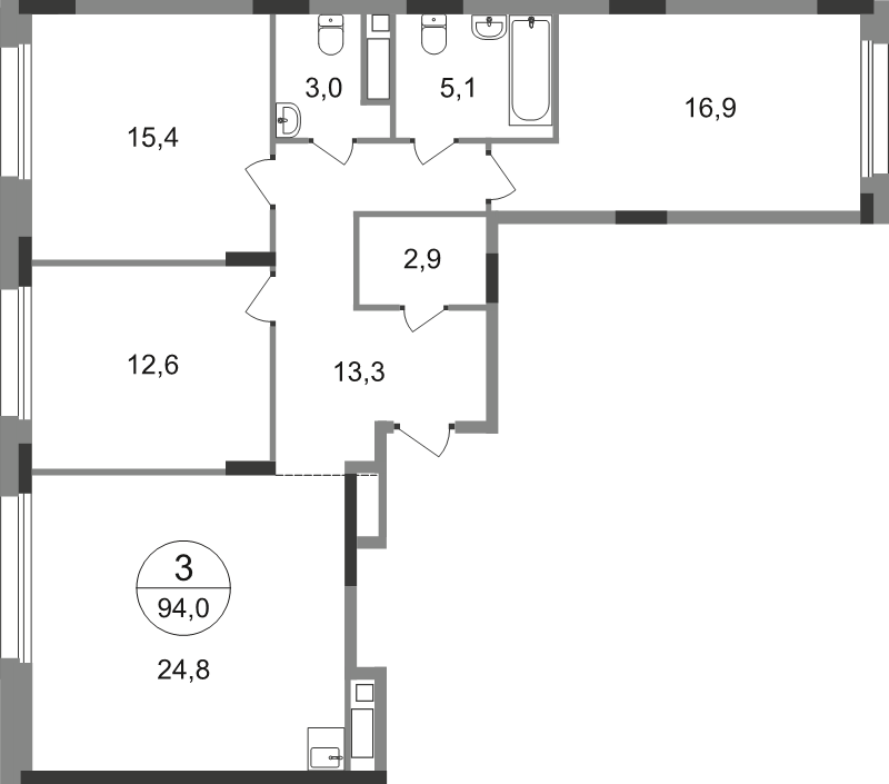 4 ккв (Евро) 94 м²