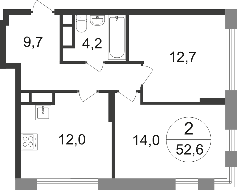2 ккв 52,6 м²