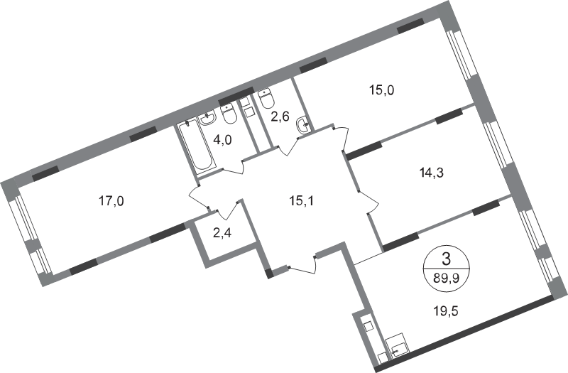 4 ккв (Евро) 89,9 м²