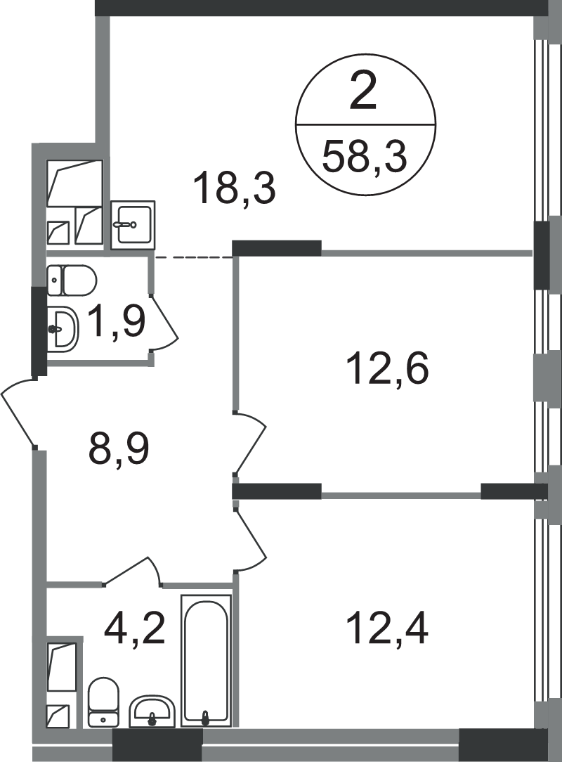 3 ккв (Евро) 58,3 м²