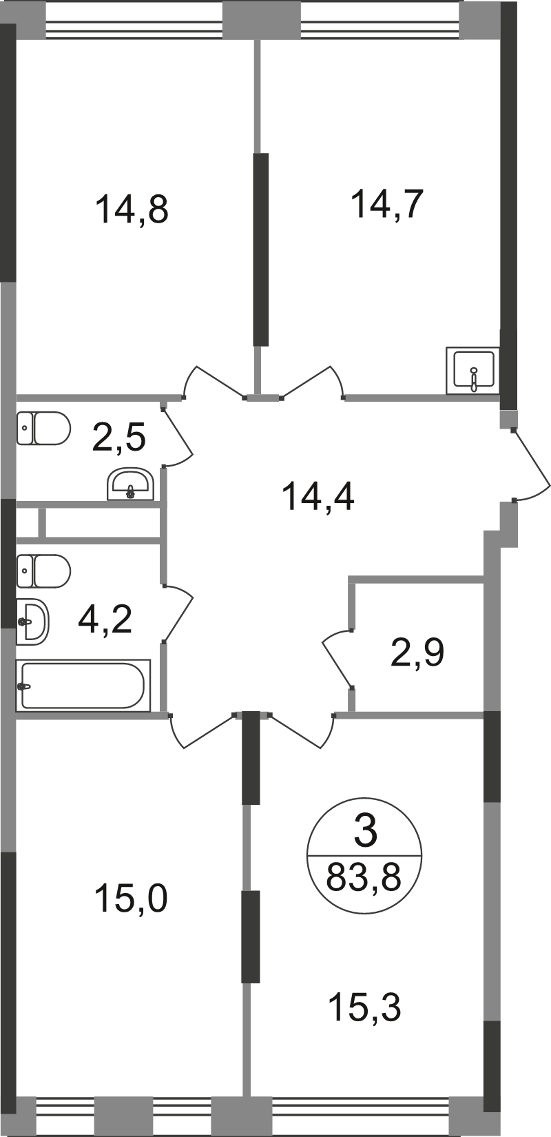 3 ккв 83,8 м²