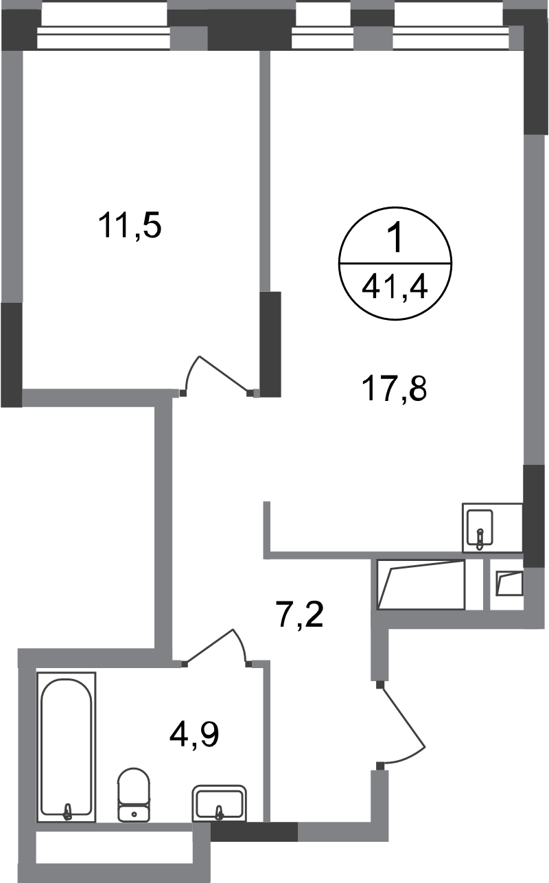 2 ккв (Евро) 41,4 м²