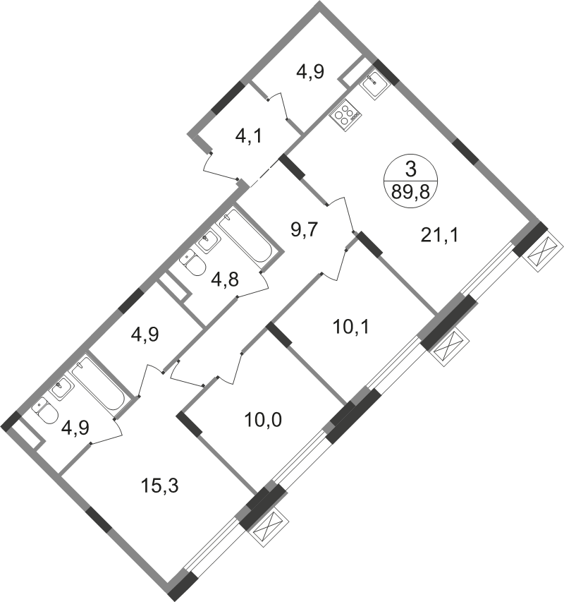 4 ккв (Евро) 89,8 м²