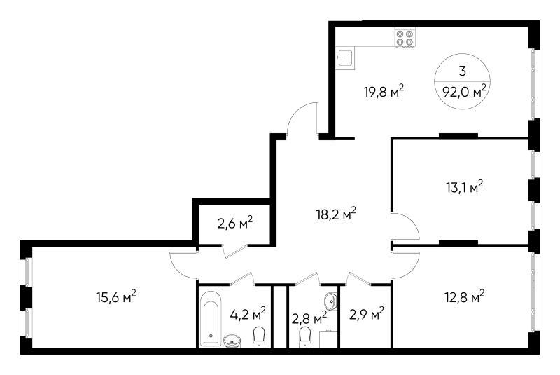 4 ккв (Евро) 92 м²