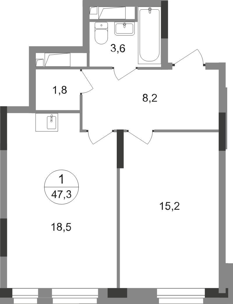 2 ккв (Евро) 47,3 м²
