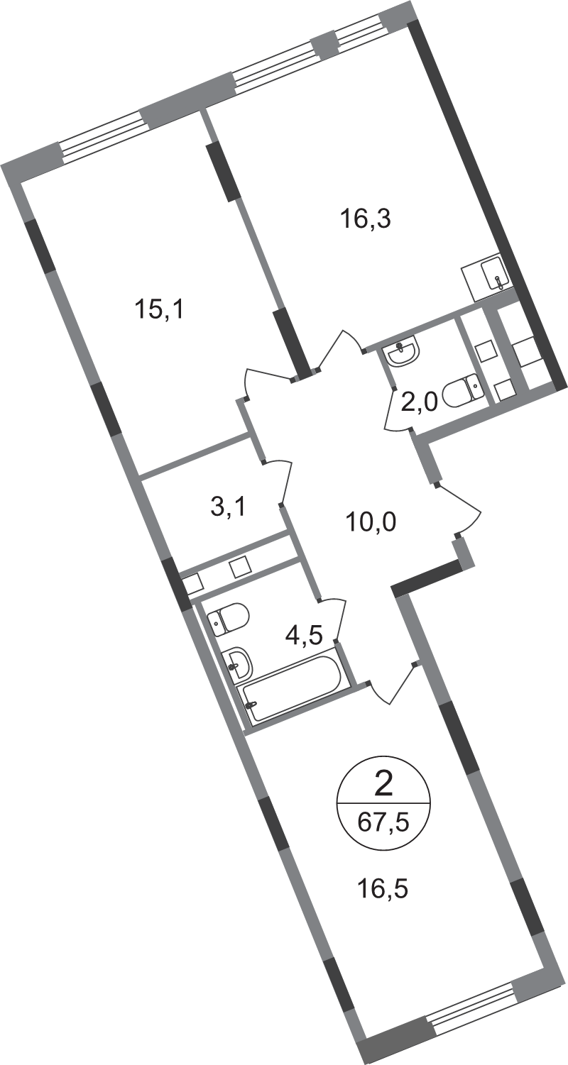 3 ккв (Евро) 67,5 м²