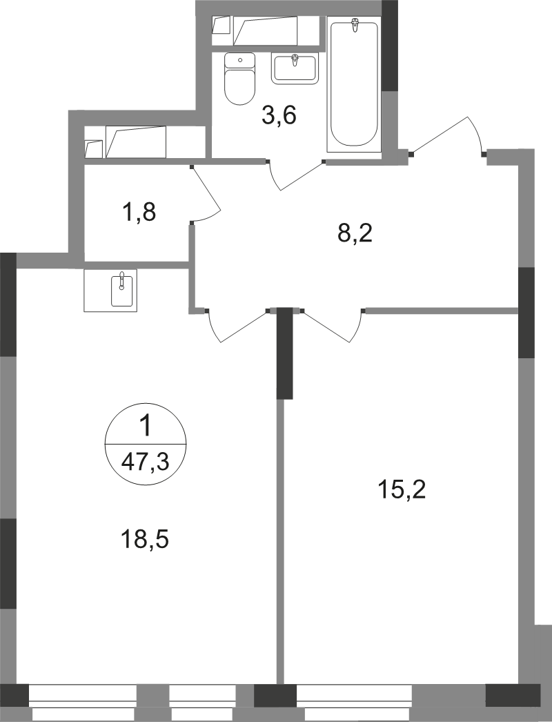 2 ккв (Евро) 47,3 м²