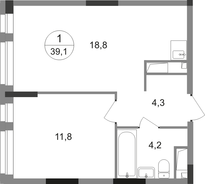 2 ккв (Евро) 39,1 м²