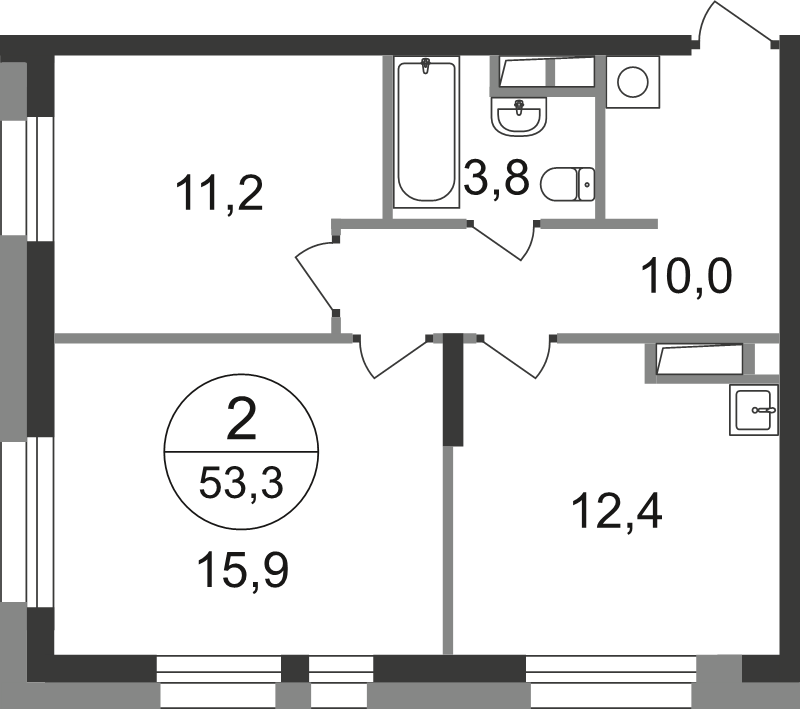 2 ккв 53,3 м²