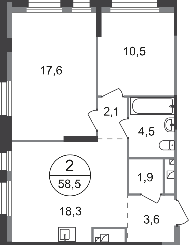 3 ккв (Евро) 58,5 м²
