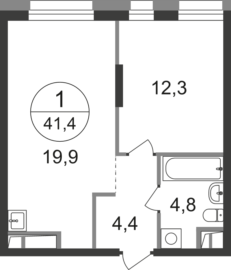 2 ккв (Евро) 41,4 м²