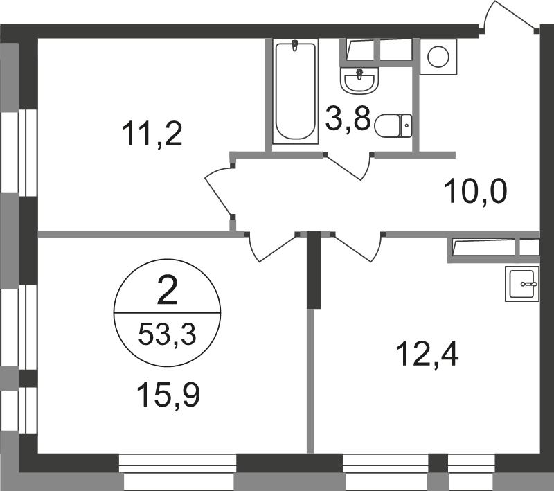2 ккв 53,3 м²